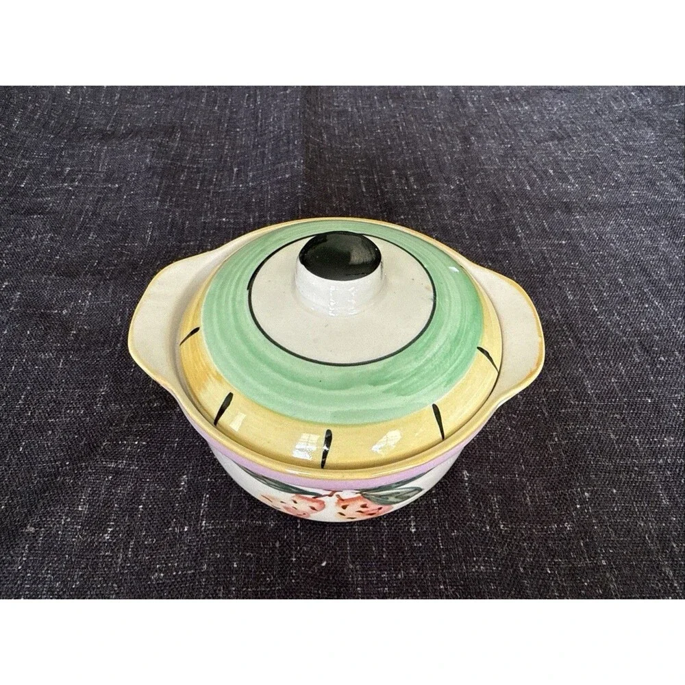 Housewares International Colorful Soufflé Bowl With Vented Lid 6.25” Ceramic